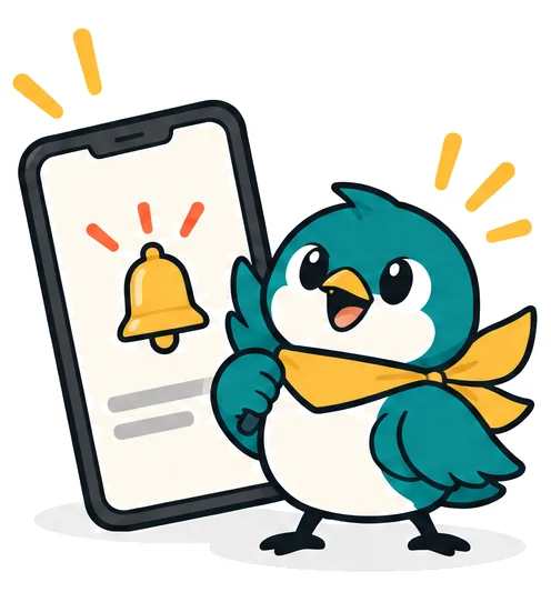 スマホのベルが鳴り、知らせにきたサキドリ